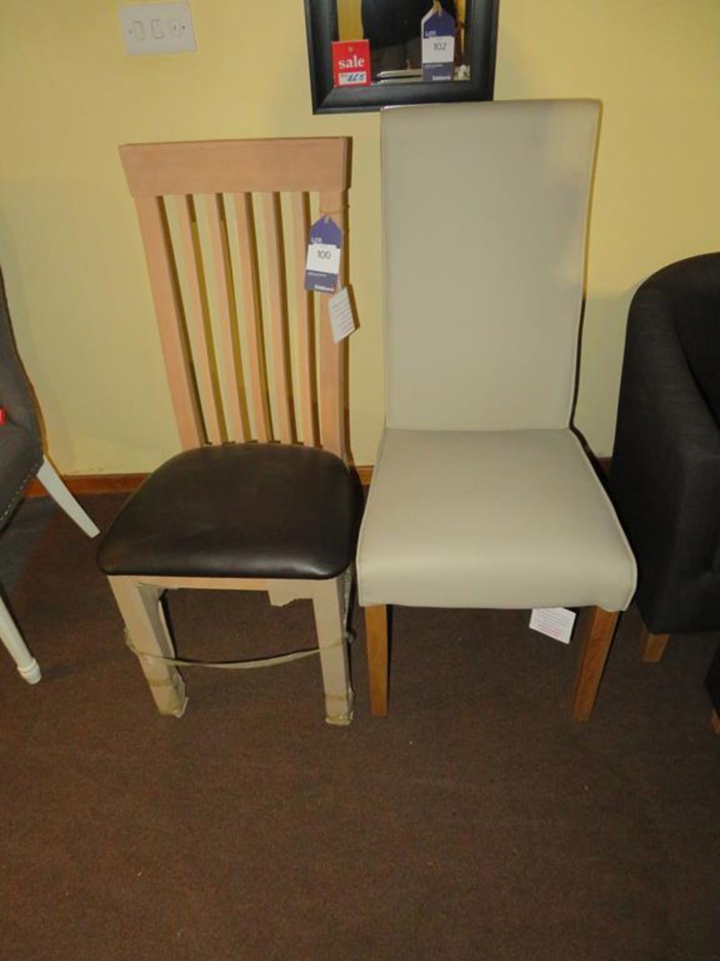 Slat Back Chair and Leatherette Chair