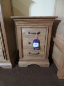 French Oak Three Drawer Bedside Cabinet