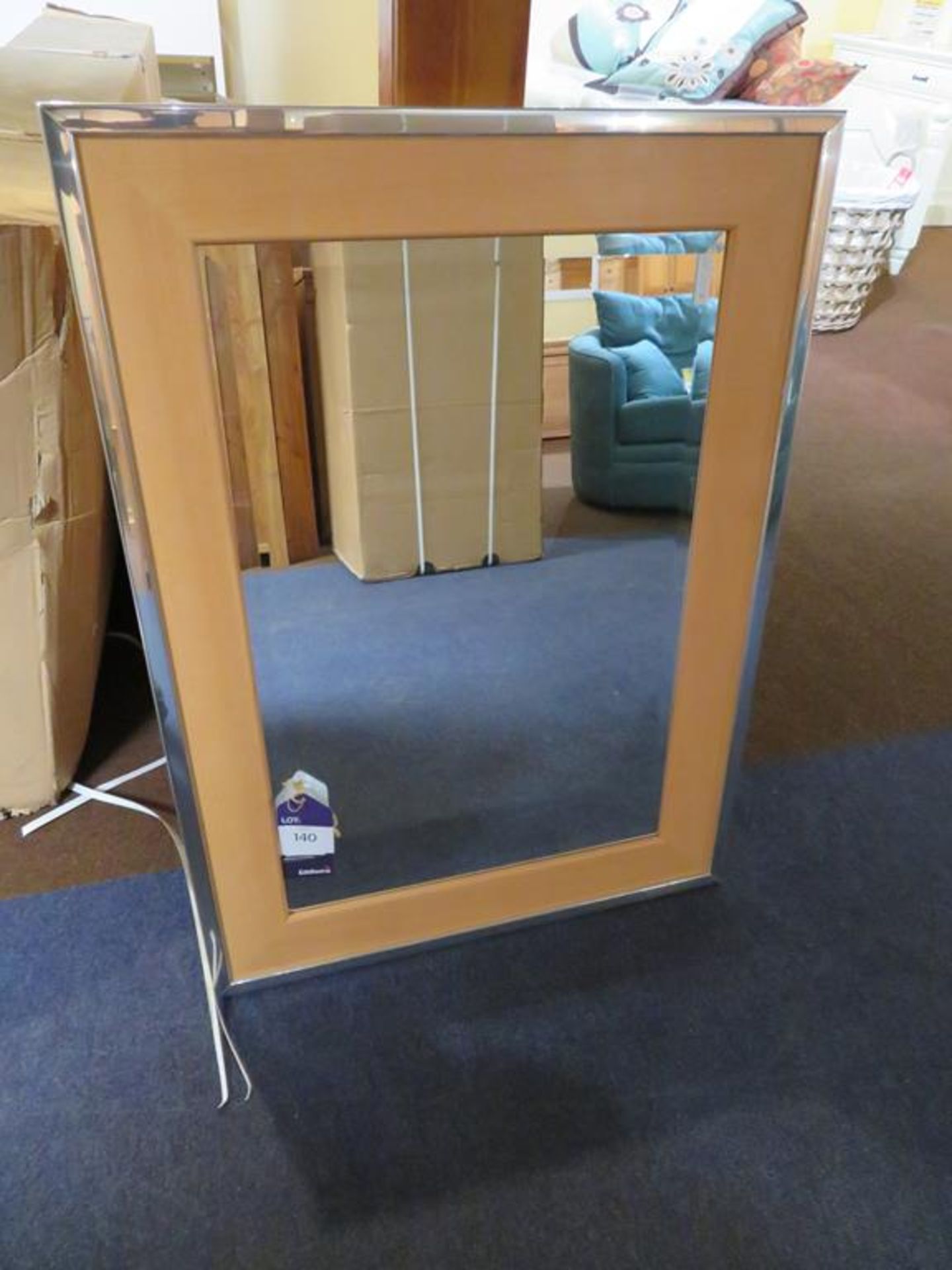 Metal and Wooden Effect Framed Mirror