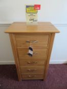 Toulouse Oak Bedroom Range Five Drawer Wellington Unit