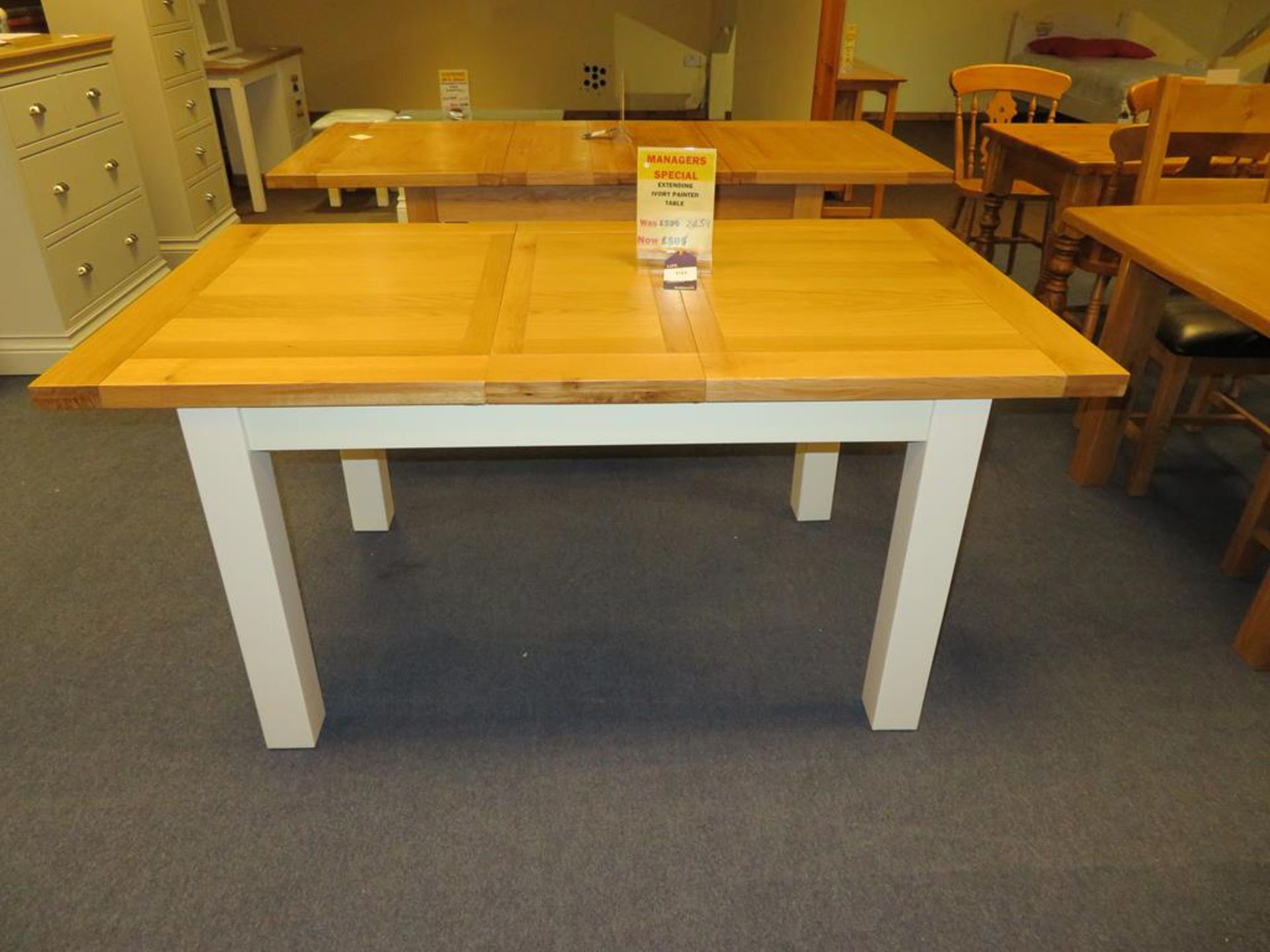 Ivory Painted Oak Extending Dining Table