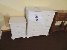 White Painted Chest of Drawers and Bedside Cabinet