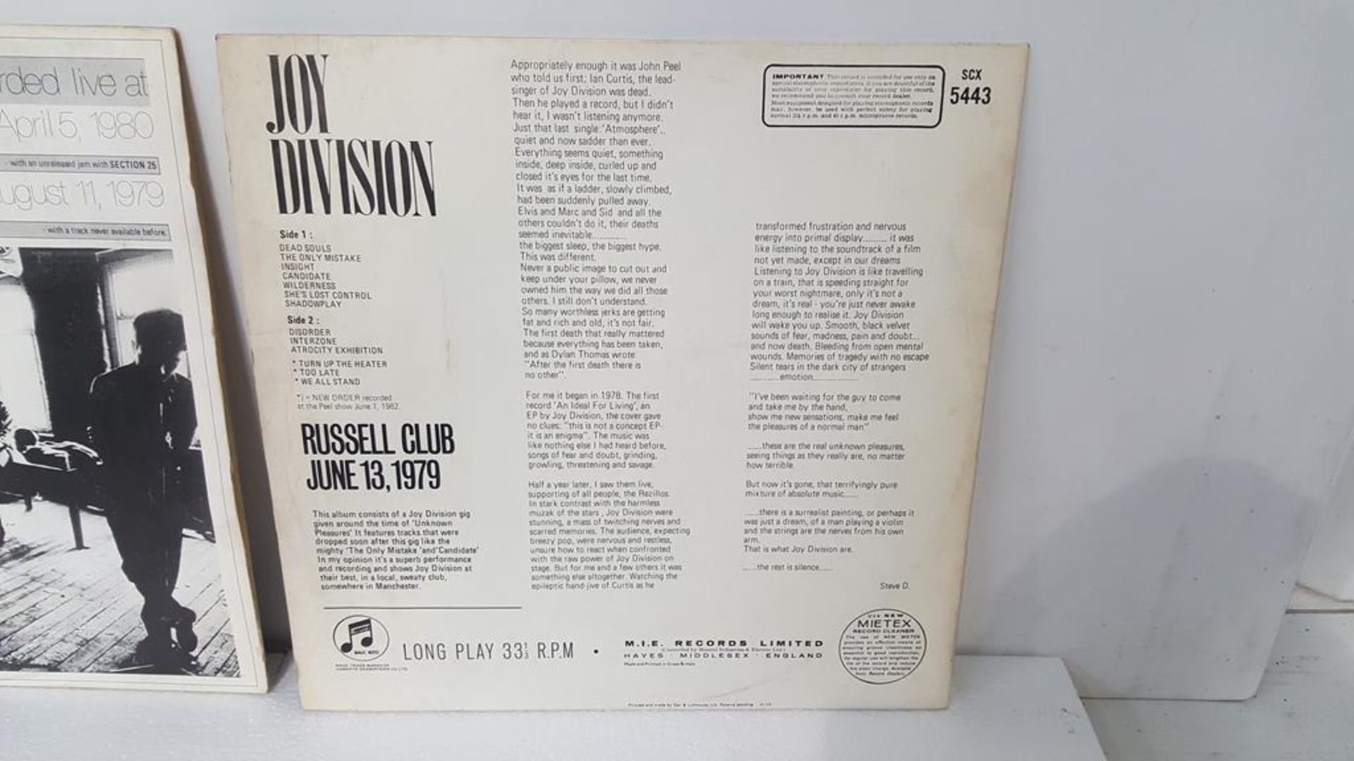 Joy Division 'Live at Manchester 1979' LP with Joy Division 'Winter Gardens, Malven 1980' LP. - Image 3 of 9