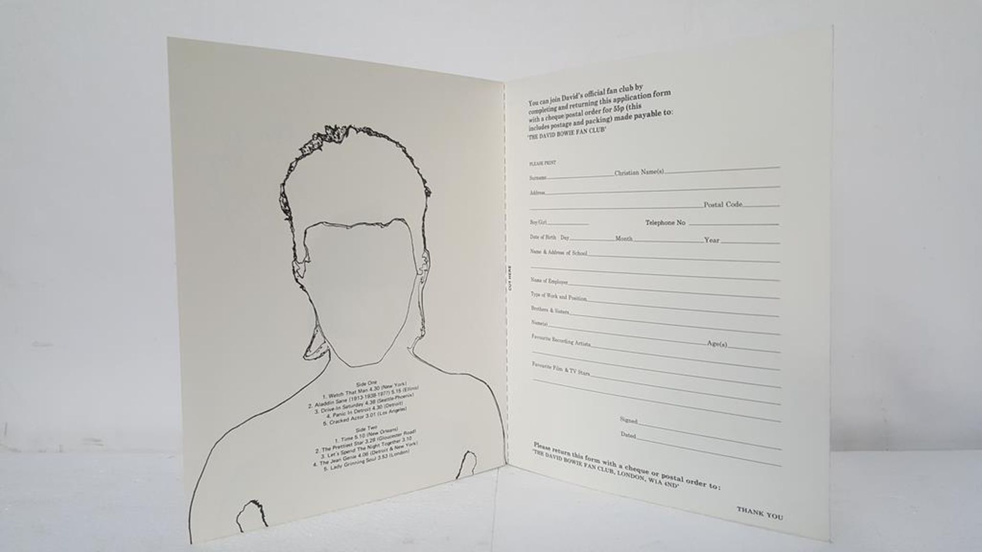 David Bowie 'Aladdin Sane' LP with signed Fan Membership Leaflet - Image 9 of 9
