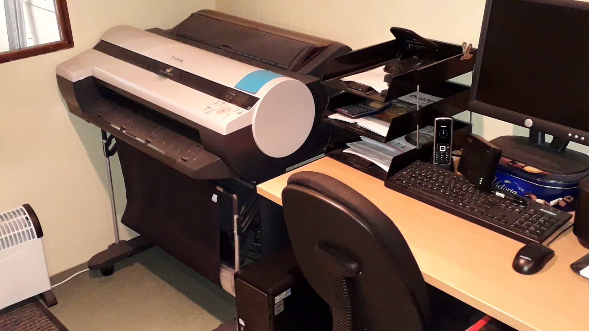 Contents of Office to include, Canon ImagePrograf IPF605 Plotter, Canon Pixma MG2550 Printer, 2 x