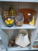 Glass Vase, Lady Figure, Matching Lamp & Dish etc.