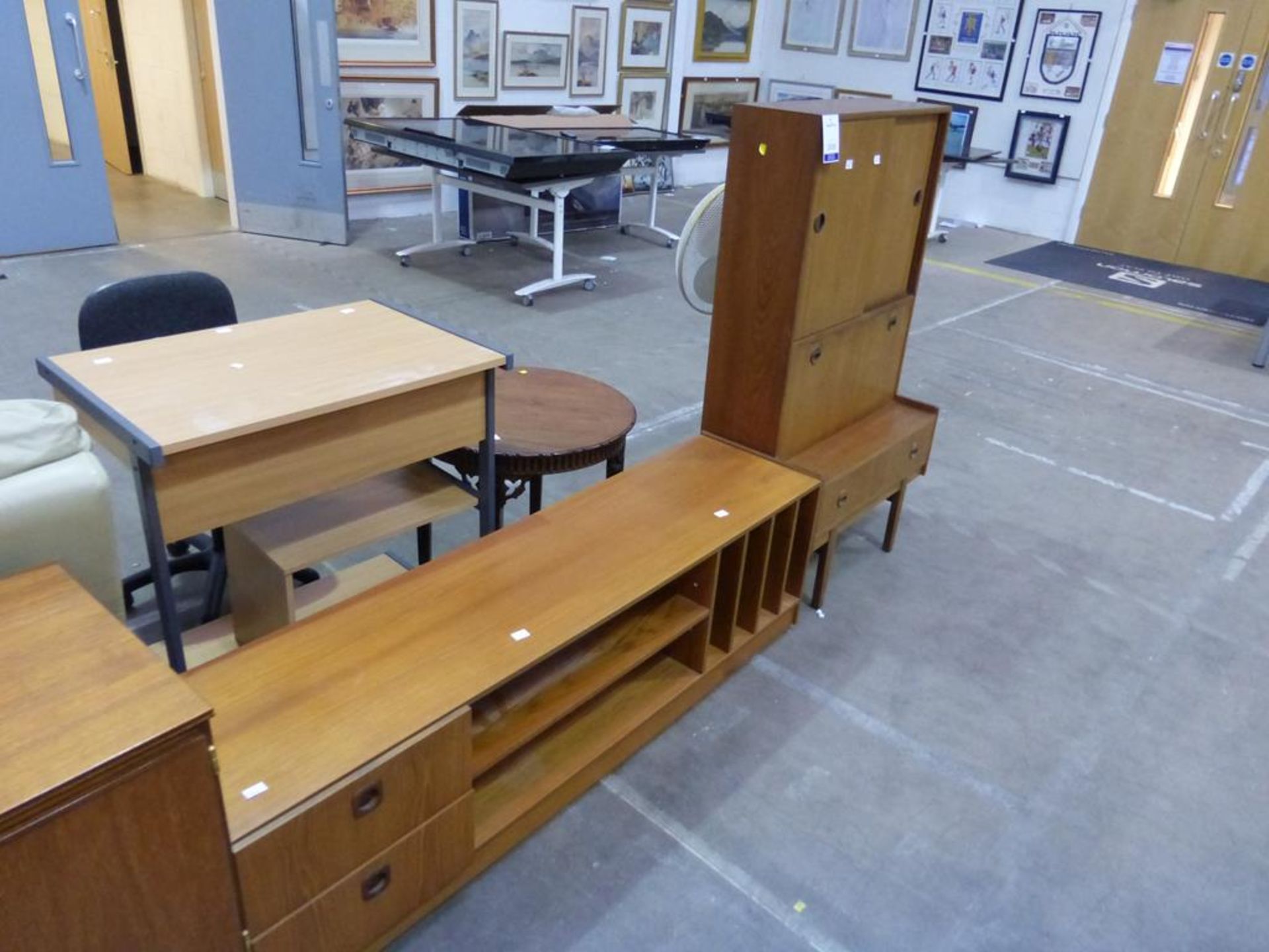 A Teak Drinks Cabinet with a Matching Music Stand