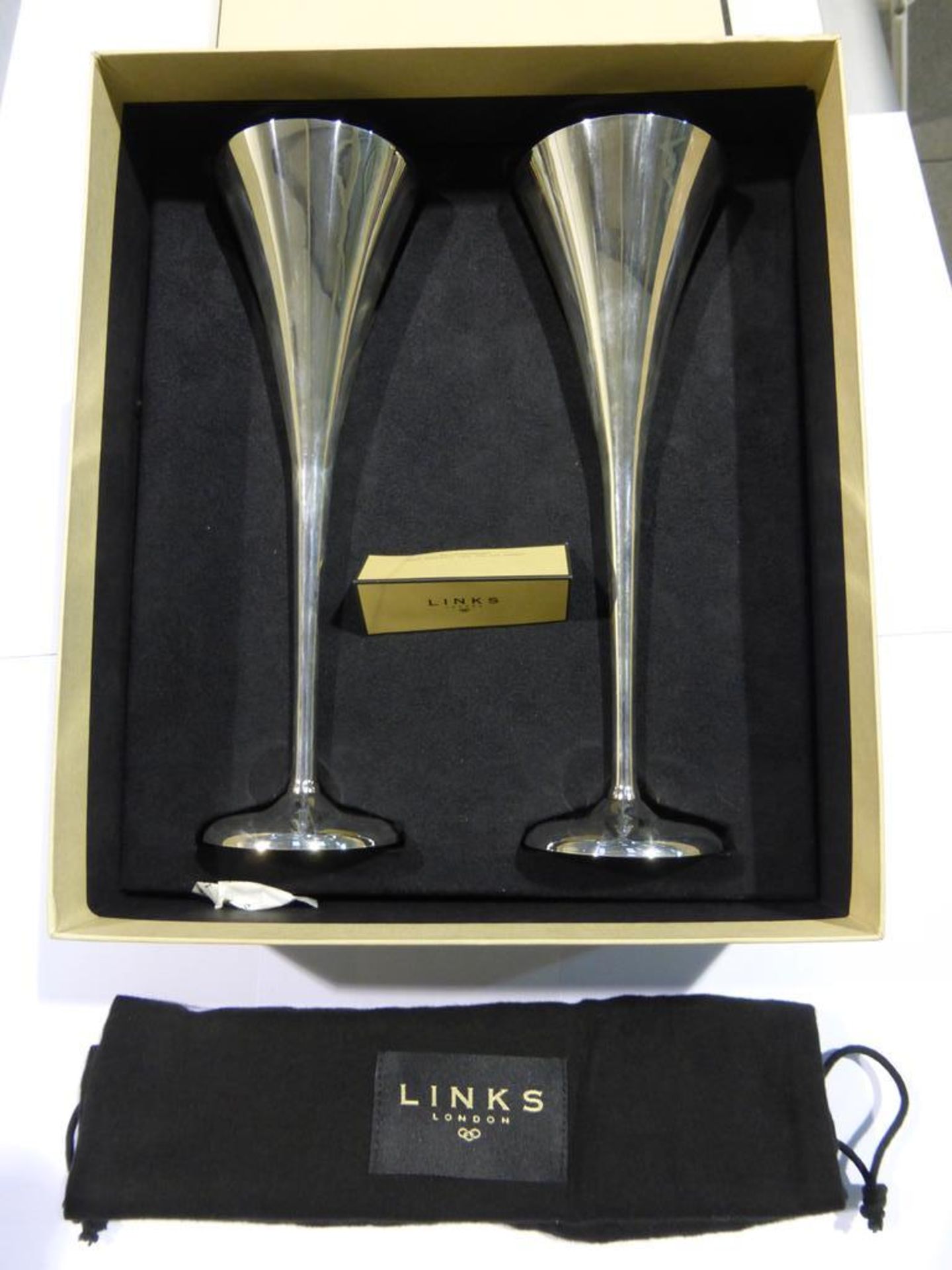 Links of London Pair of Silver Plated Champagne Flutes