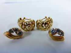 2 x Pair of 9ct Gold Earrings