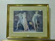 A Sir William Russell Flint Print Titled 'Artemis & Chione'