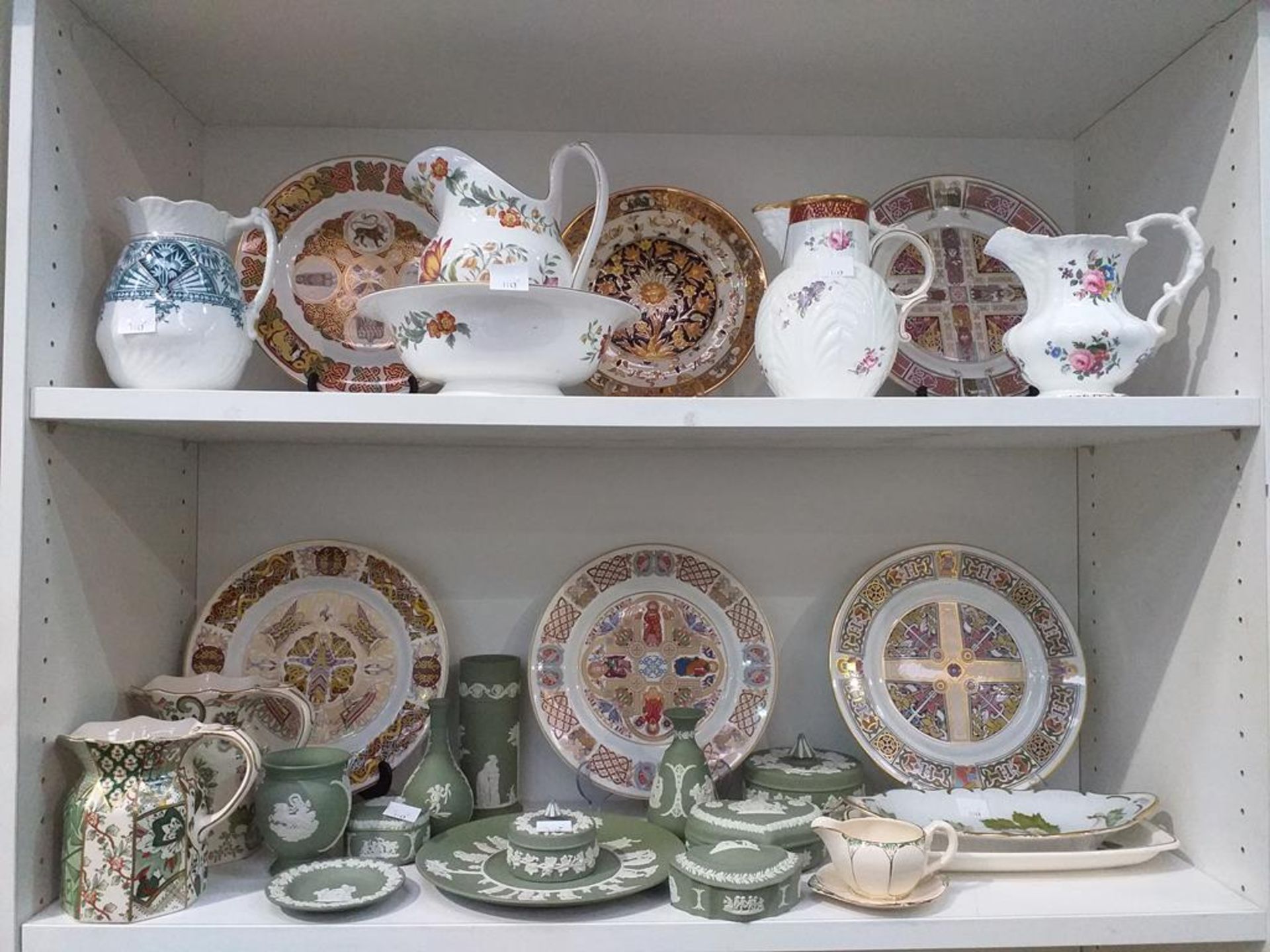 Two Shelves of Assorted Ceramics