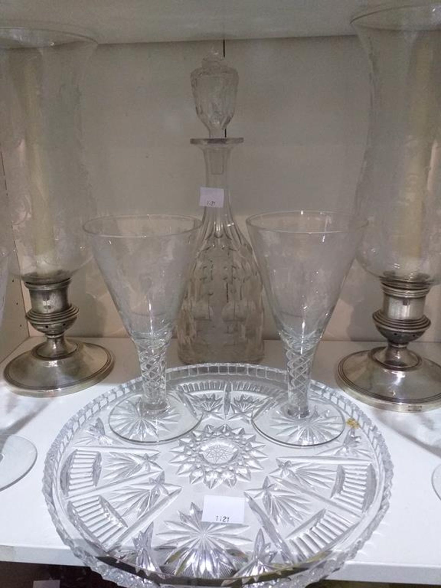 Four Goblets, a Decanter, Candleholders and Round Serving Tray - Image 3 of 4