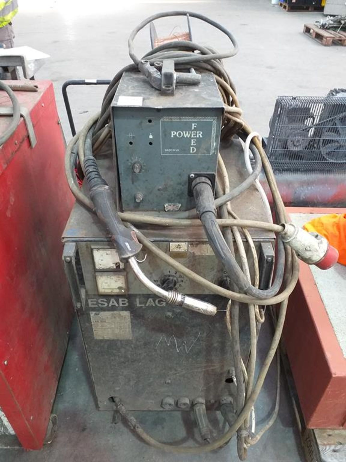 An ESAB Lag 400 3PH Welder complete with Wire Feed