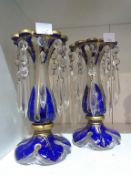 A Pair of Blue & Gold Lustre Vases (est £80-£120)