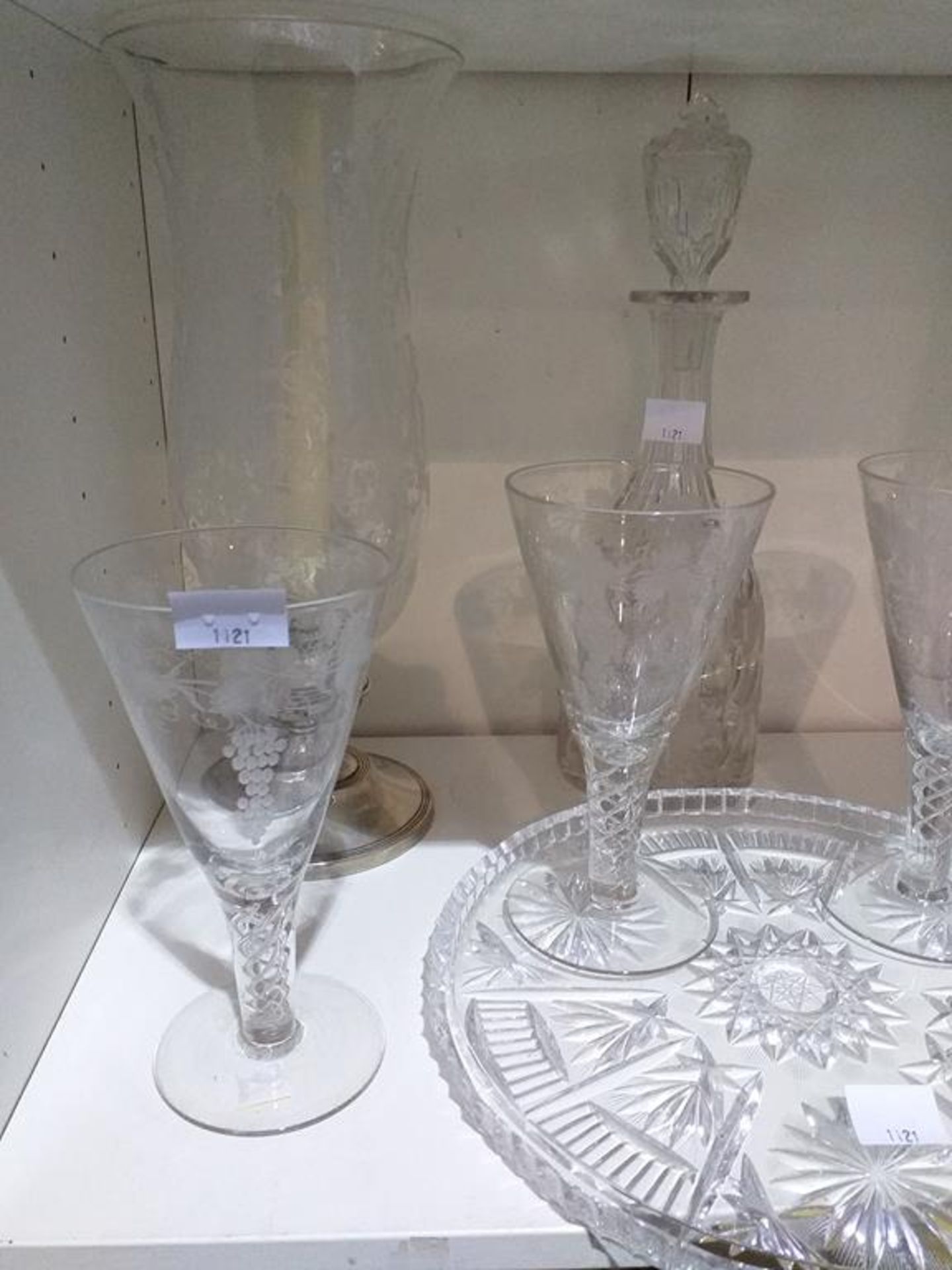 Four Goblets, a Decanter, Candleholders and Round Serving Tray - Image 2 of 4