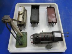Five Hornby Tin Plate Railway Items