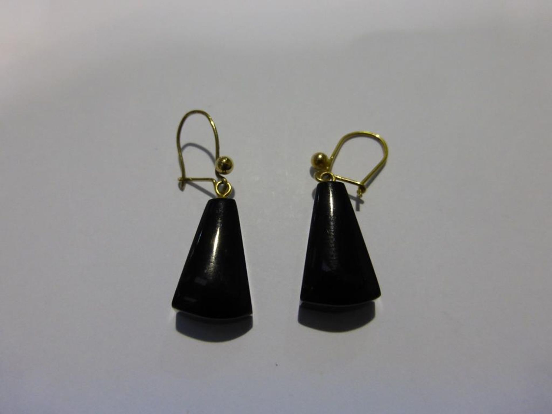 9ct Gold Hallmarked Whitby Jet Earrings