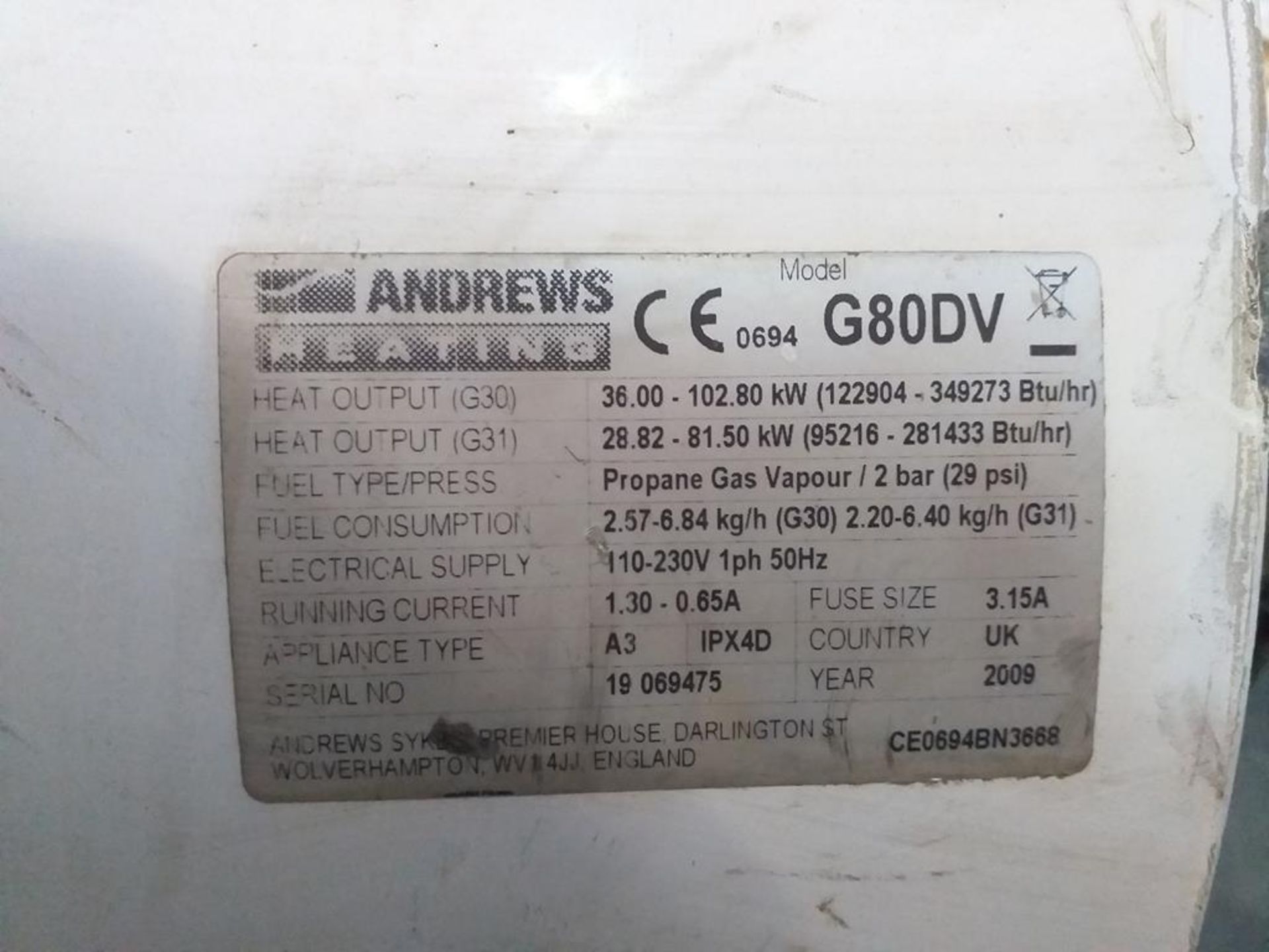 Andrew Propane/240V Space Heater - Image 2 of 2