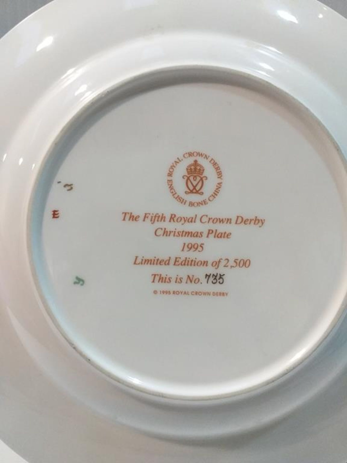 Royal Crown Derby 1995 & 1997 Christmas Plates with Small Dish - Image 3 of 8