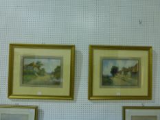 A Pair of Framed Village Street Watercolour Scenes