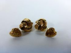 Two Pairs of 9ct Gold Earrings