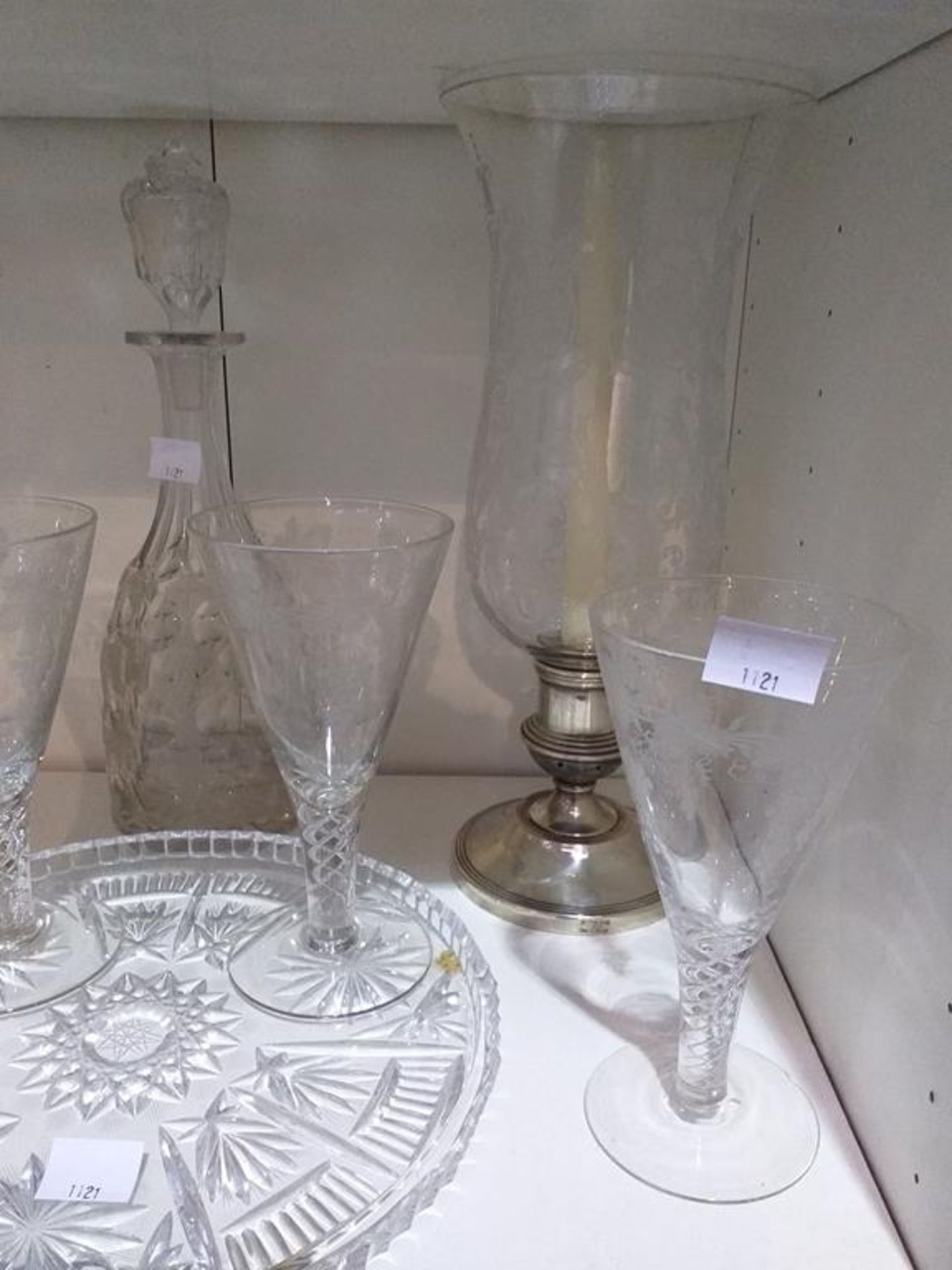 Four Goblets, a Decanter, Candleholders and Round Serving Tray - Image 4 of 4