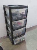 Plastic Four Drawer Unit with Cycle Repair/Build Spare Parts