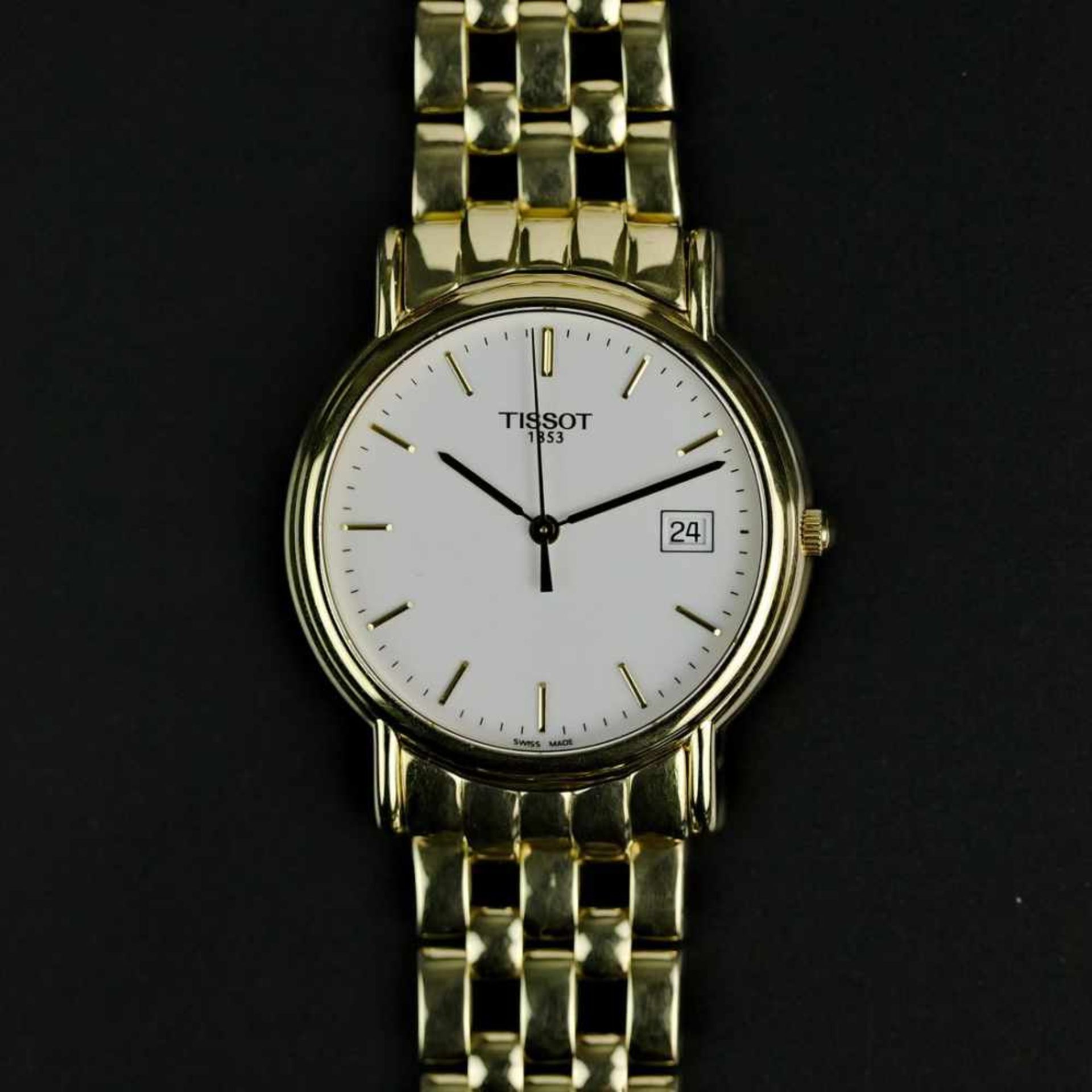 Herrenarmband-Uhr, Tissot / Schweiz, Gelb-Gold 750 / 18 Karat, neuwertig, wohl ungetragen.Punziert - Bild 2 aus 2