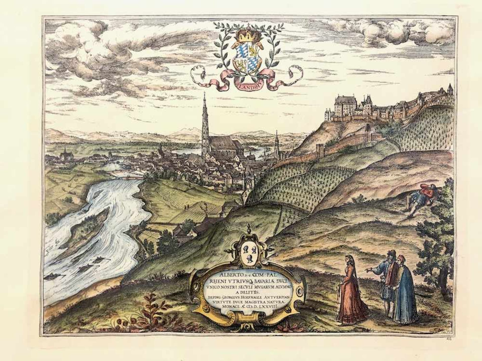 Georgius Hoefnagle: Prospect der Stadt Landshut. Abdruck frühes 20. Jh., nach Vorlage 1578.