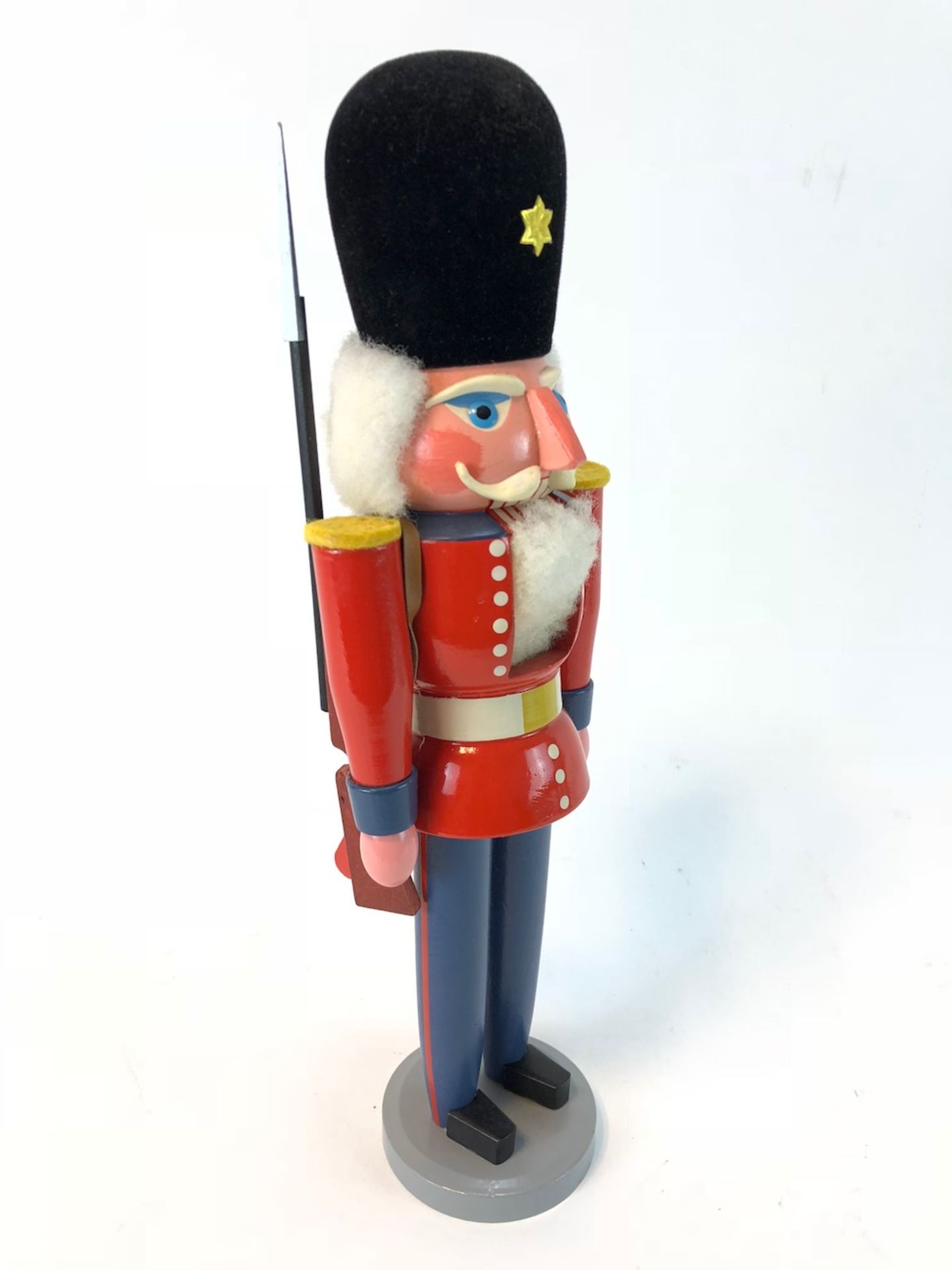 Großer Nußknacker / Weihnachtsfigur: Soldat / Offizier. Erzgebirge, Handarbeit, sehr gut.Holz - Bild 2 aus 2