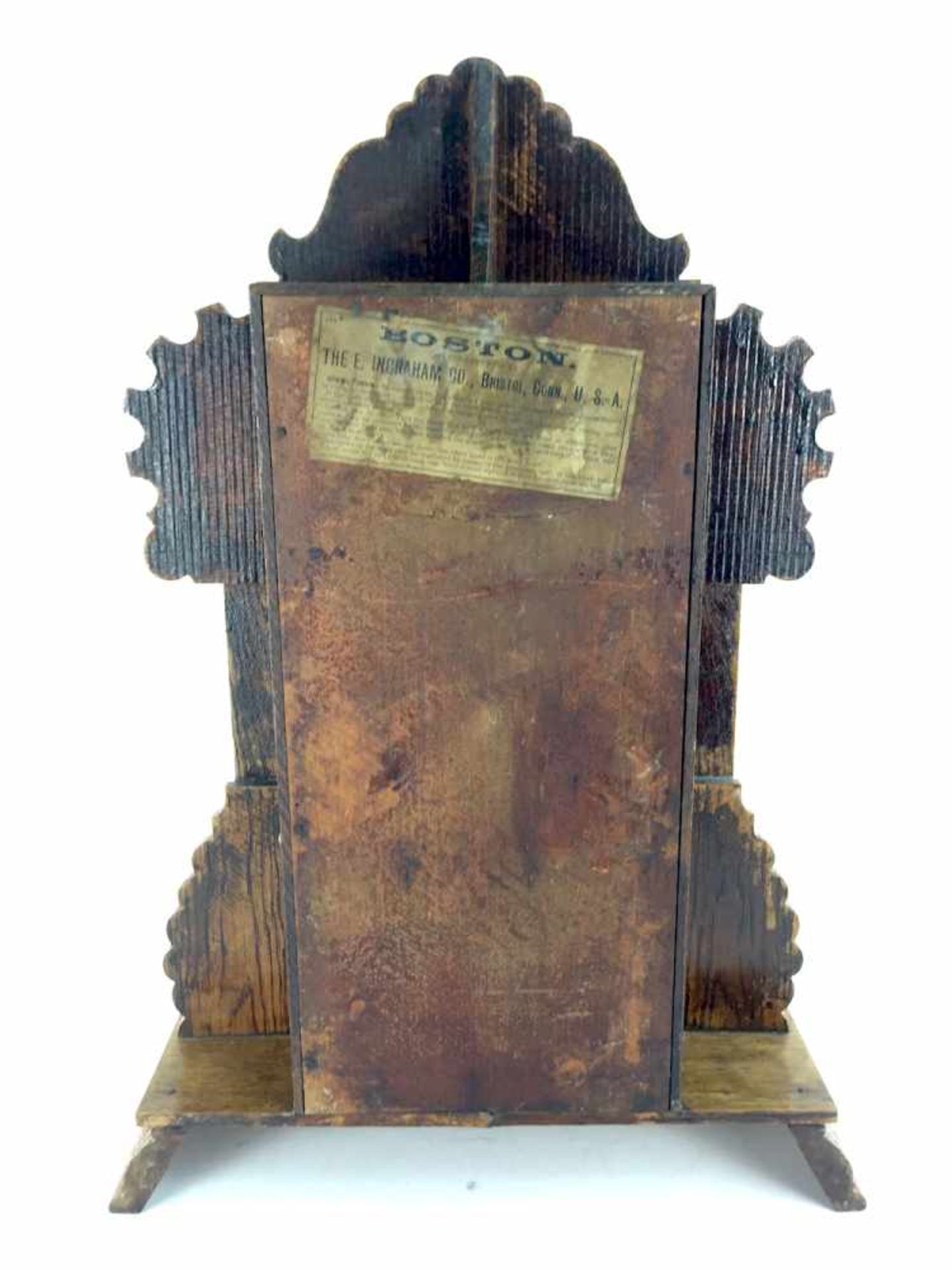 Portal-Uhr / Aufsatzuhr: Holzgehäuse, Boston manufactured by The E. Ingraham Co., um 1900, sehr - Bild 3 aus 3