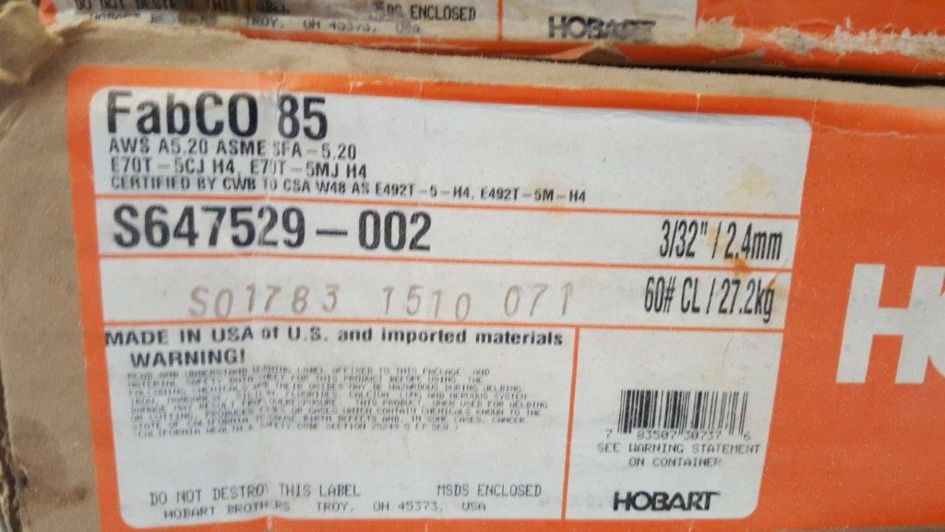 Lot of 7 spool of welding wire hobart e70t - Image 2 of 2