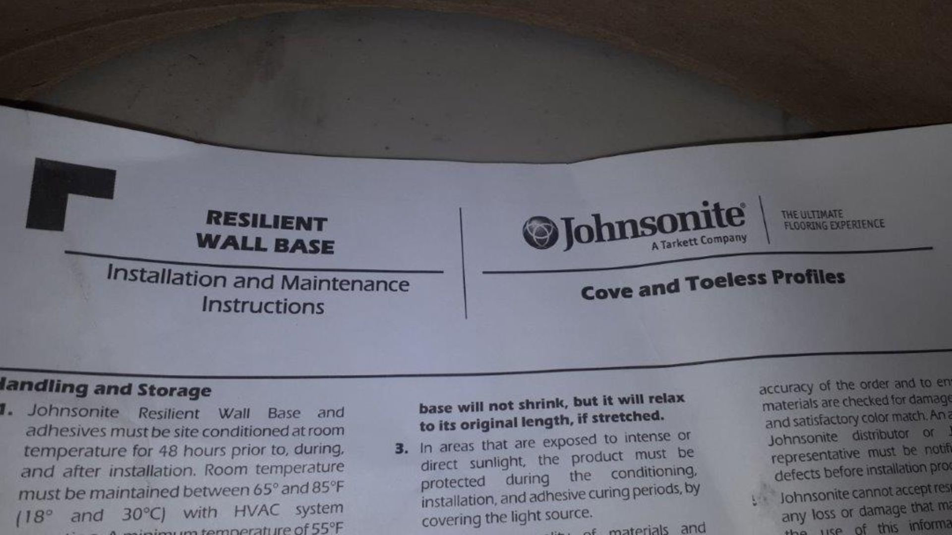 JOHNSONITE Resilient Wall Base Roll (Cove & Toeless Profiles) - Image 4 of 4