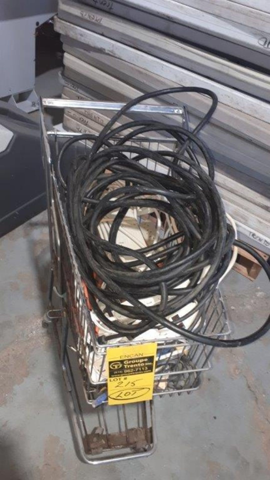 LOT: Assorted Extensions, Wires, etc. c/w cart