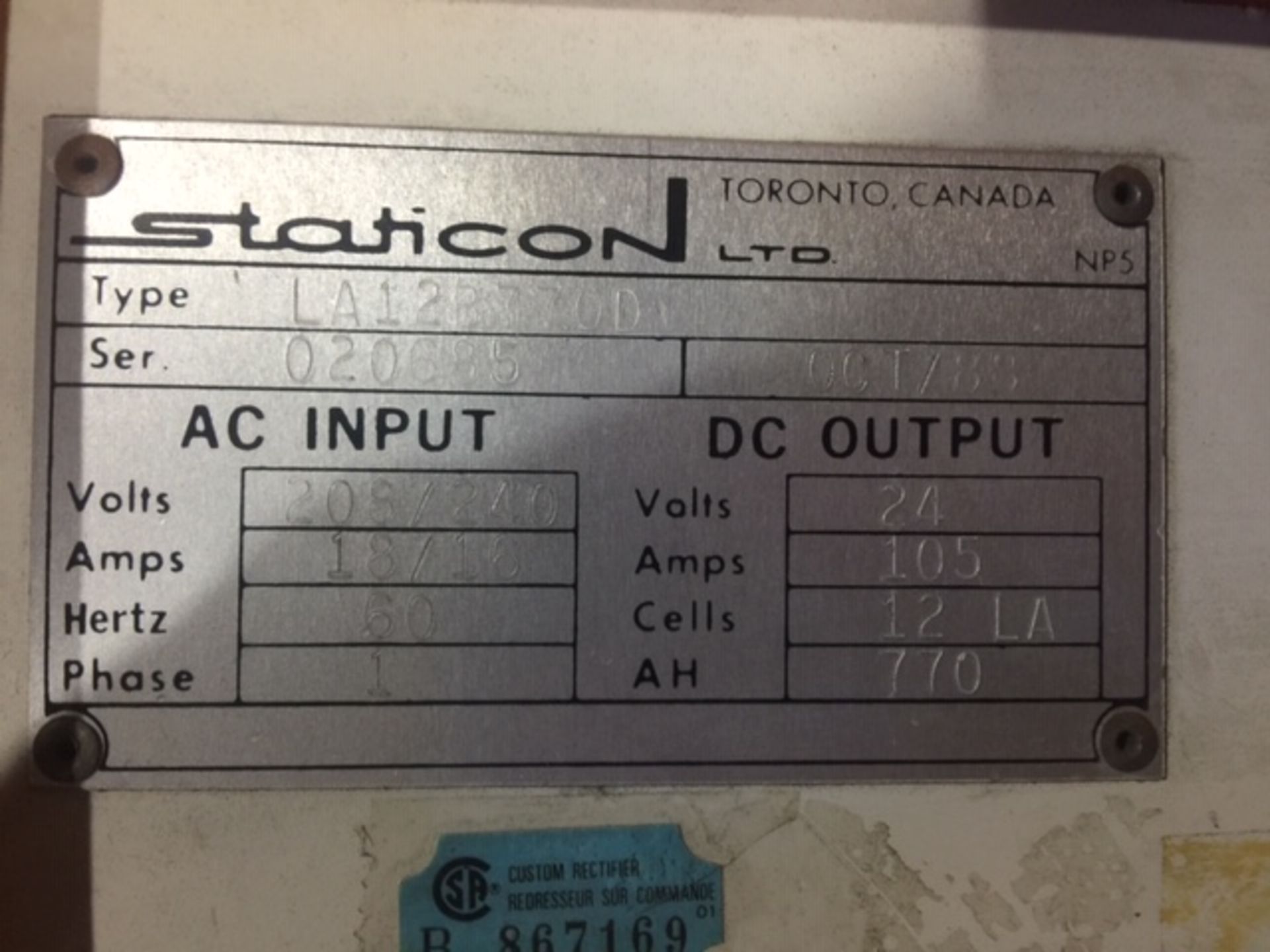 STATICON 24-Volt Charger (see photos for details) - Image 2 of 3