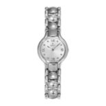 A LADIES WRISTWATCH, EBEL in stainless steel, with diamond jewelled dial, 55.3g.