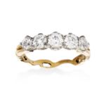 A 1.60 CARAT DIAMOND FIVE STONE RING in high carat yellow and white gold, set with a graduated row