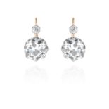 A PAIR OF ANTIQUE DIAMOND EARRINGS in 18ct yellow gold and silver, each set with an old round cut