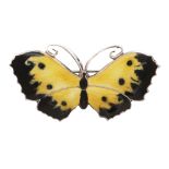 AN ANTIQUE ENAMELLED BUTTERFLY BROOCH, EARLY 20TH CENTURY in sterling silver, designed as a