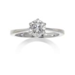 A 1.0 CARAT SOLITAIRE DIAMOND RING in 18ct white gold set with a round cut diamond of
