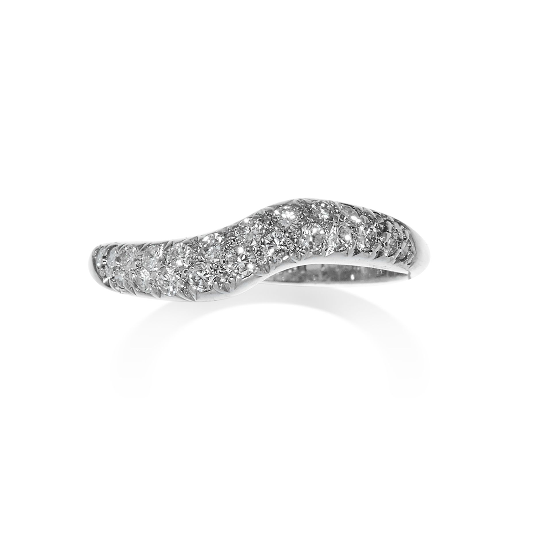 A DIAMOND BAND RING, VAN CLEEF & ARPELS in 18ct white gold, designed as an undulating band