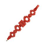 AN ANTIQUE CARVED CORAL BRACELET, ITALIAN CIRCA 1860 formed of various carved links with floral