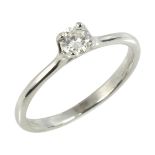 A 0.27 CARAT SOLITAIRE DIAMOND RING in platinum set with a round cut diamond of 0.27 carats in a