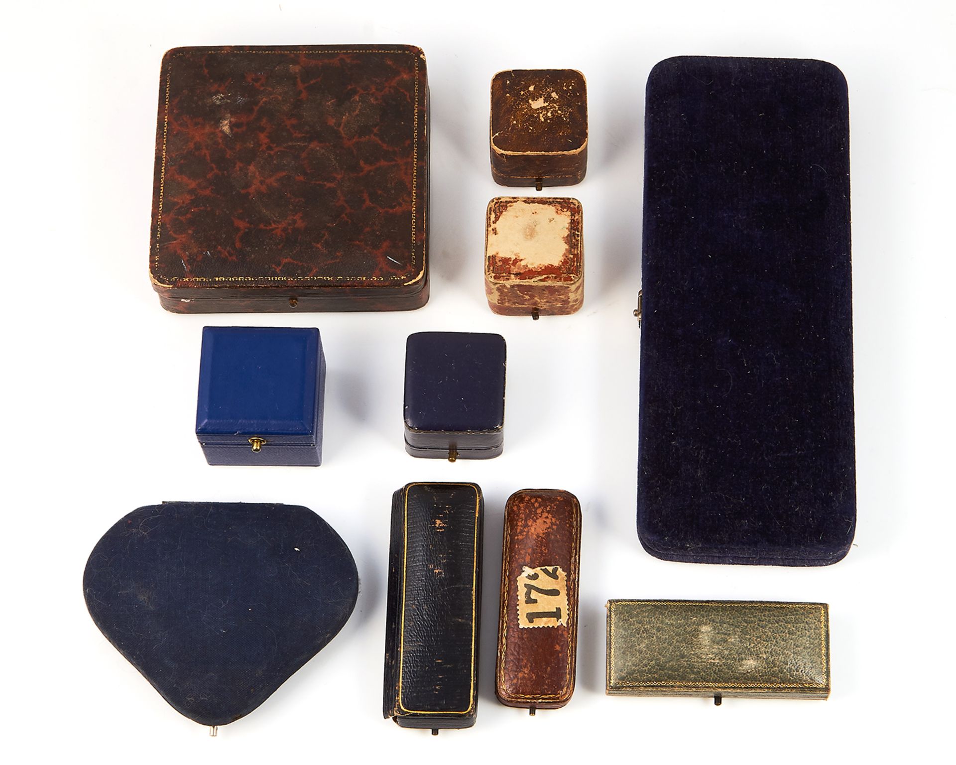 A COLLECTION OF TEN ANTIQUE AND NEWER JEWELLERY BOXES