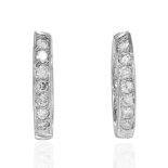 A PAIR OF DIAMOND HOOP EARRINGS in 18ct white gold, each designed as a full hoop set with round