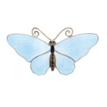 AN ANTIQUE ENAMELLED BUTTERFLY BROOCH, NORWEGIAN EARLY 20TH CENTURY in sterling silver, designed