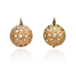 A PAIR OF DIAMOND EARRINGS, 19TH CENTURY in high carat yellow gold each deigned as a circular body