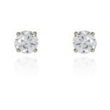 A PAIR OF 1.43 CARAT DIAMOND STUD EARRINGS in 18ct white gold, each set with a round cut diamond