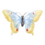 AN ANTIQUE ENAMELLED BUTTERFLY BROOCH, EARLY 20TH CENTURY in silver, designed as a butterfly, its