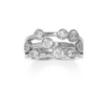 A DIAMOND DRESS RING in 18ct white gold, in the manner of Boodles, the trifurcated band set with